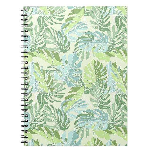 Pastel Tropical Palm Leaves Notebook (Front)