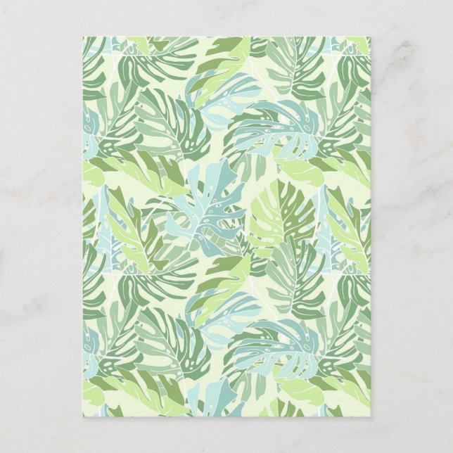 Pastel Tropical Palm Leaves Postcard (Front)