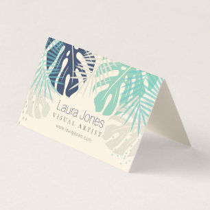 Pastel Tropical Palms Visual Design Artist Business Card