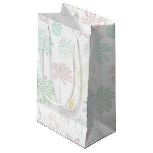 PASTEL TROPICAL SUMMER PALM TREES & LEAVES SMALL GIFT BAG