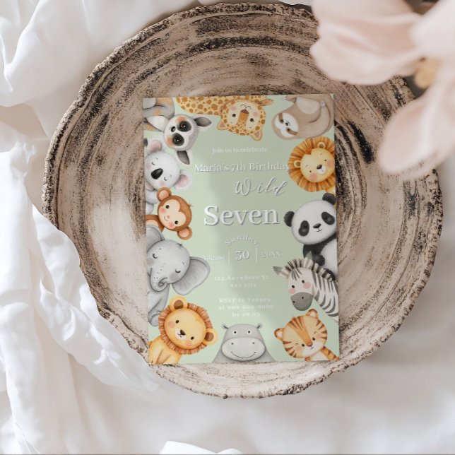 Pastel Tropical Wild Jungle Safari Animals  Invitation (Creator Uploaded)