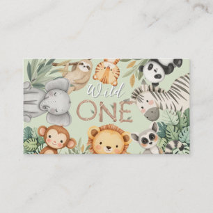Pastel Tropical Wild One Jungle Safari Animals  Business Card