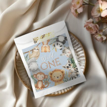 Pastel Tropical Wild One Jungle Safari Animals 