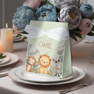 Pastel Tropical Wild One Jungle Safari Animals Favour Box