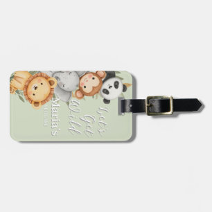 Pastel Tropical Wild One Jungle Safari Animals Luggage Tag