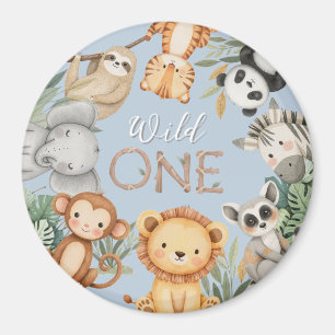 Pastel Tropical Wild One Jungle Safari Animals Magnet