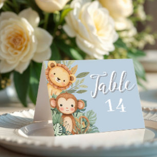 Pastel Tropical Wild One Jungle Safari Animals Thank You Card