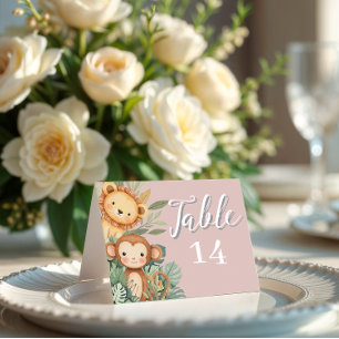 Pastel Tropical Wild One Jungle Safari Animals  Thank You Card
