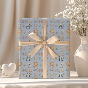 Pastel Tropical Wild One Jungle Safari Animals  Wrapping Paper