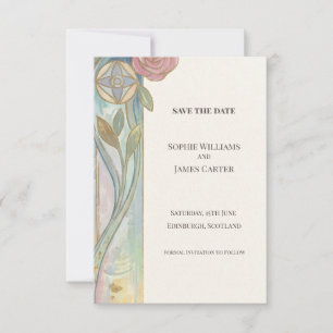 Pastel Tulip Art Nouveau Save The Date