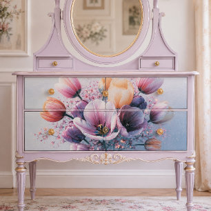 Pastel Tulip Bouquet Glow Decoupage Tissue Paper