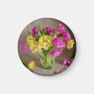 Pastel Tulip Bouquet Still Life Spring Floral Phot Magnet