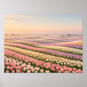 Pastel Tulip Fields Poster - Spring Flower