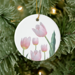 Pastel Tulip Floral Design Ceramic Tree Decoration