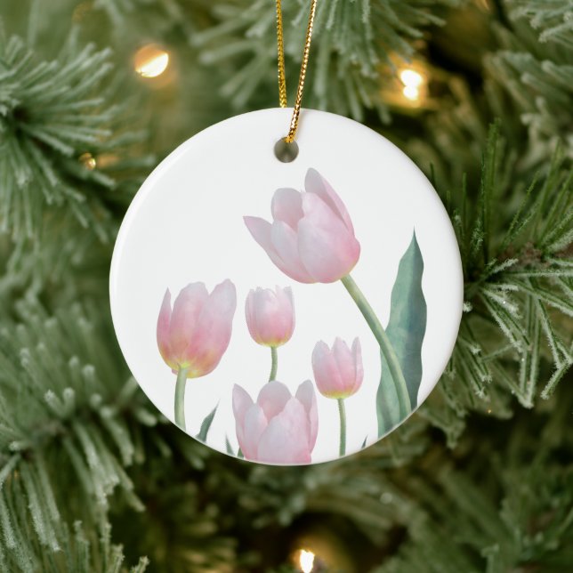 Pastel Tulip Floral Design Ceramic Tree Decoration (Tree)