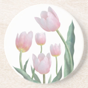 Pastel Tulip Floral Design Coaster