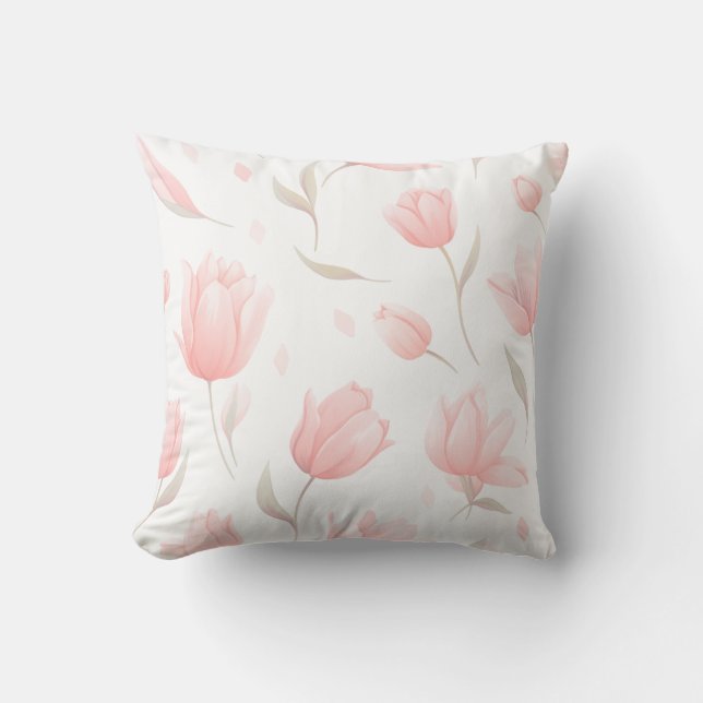 Pastel Tulip Flowers Pillow (Front)
