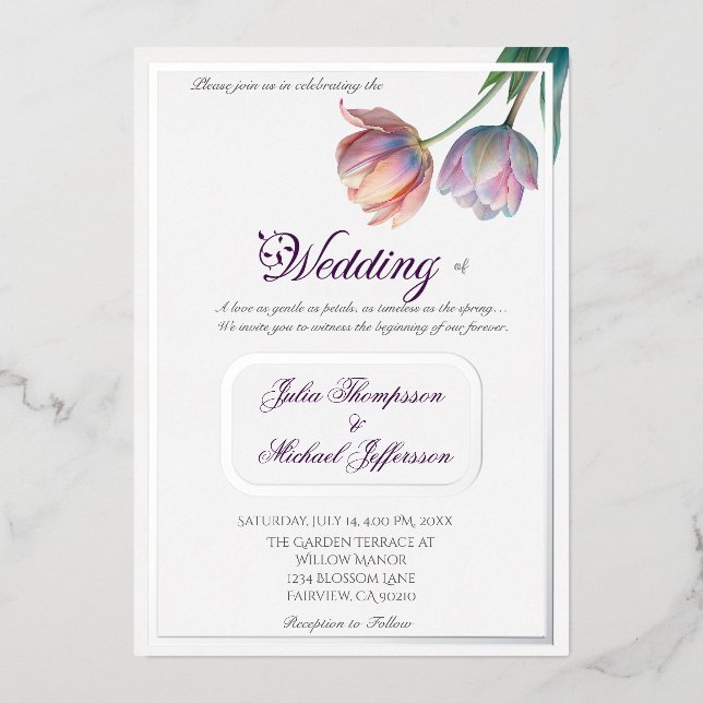 Pastel Tulip Wedding Suite Elegant Typography (Front)