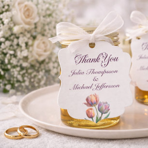 Pastel Tulip Wedding Suite Elegant Typography Favour Tags