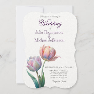 Pastel Tulip Wedding Suite Elegant Typography Invitation