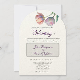 Pastel Tulip Wedding Suite Elegant Typography Invitation