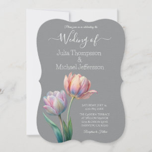 Pastel Tulip Wedding Suite Elegant Typography Invitation