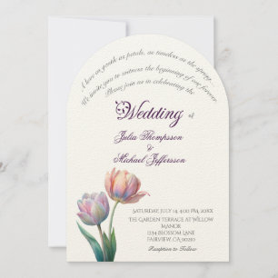 Pastel Tulip Wedding Suite Elegant Typography Invitation