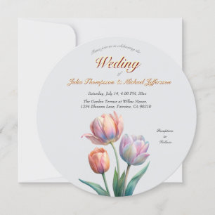 Pastel Tulip Wedding Suite Elegant Typography Invitation