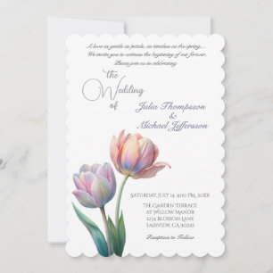 Pastel Tulip Wedding Suite Elegant Typography Invitation