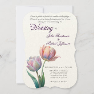Pastel Tulip Wedding Suite Elegant Typography Invitation