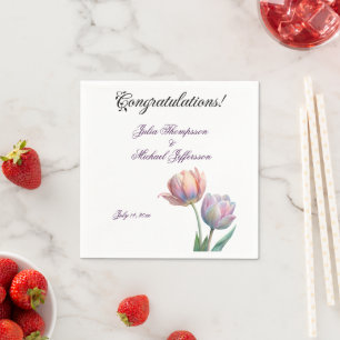 Pastel Tulip Wedding Suite Elegant Typography Napkin
