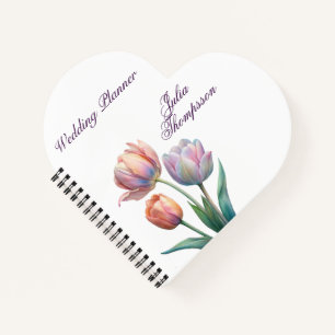 Pastel Tulip Wedding Suite Elegant Typography Notebook