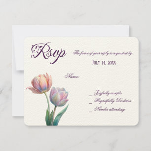 Pastel Tulip Wedding Suite Elegant Typography RSVP Card