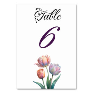 Pastel Tulip Wedding Suite Elegant Typography Table Number