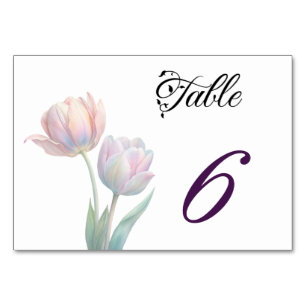 Pastel Tulip Wedding Suite Elegant Typography Table Number