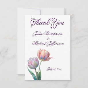 Pastel Tulip Wedding Suite Elegant Typography Thank You Card