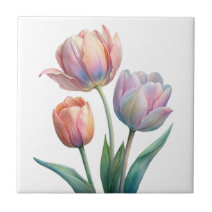 Pastel Tulip Wedding Suite Elegant Typography Tile