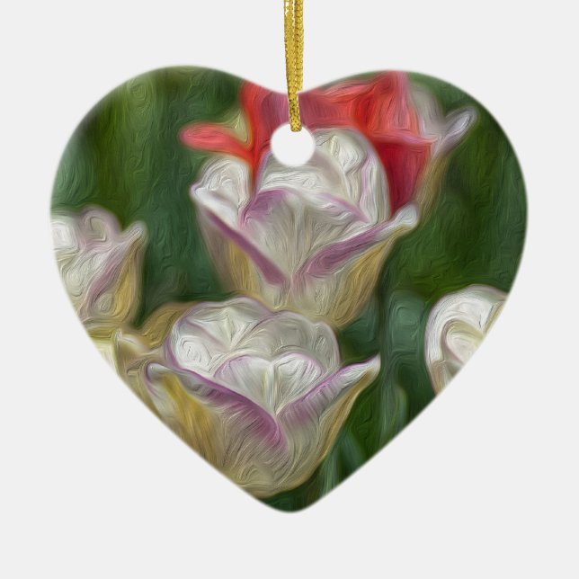 Pastel Tulips Ceramic Tree Decoration (Front)