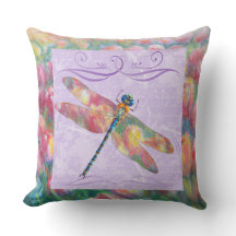 Pastel Tulips & Dragon Fly Outdoor Garden Pillow