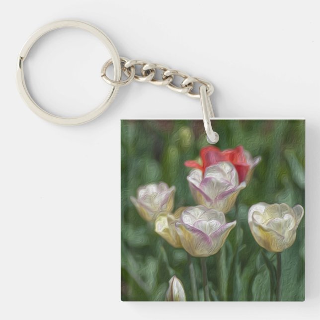 Pastel Tulips Key Ring (Front)