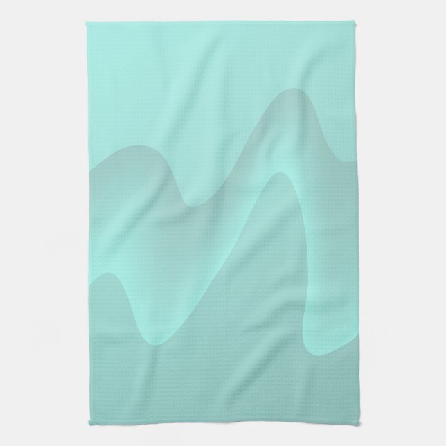 Pastel Turquoise Abstract Swirl Image. Tea Towel (Vertical)