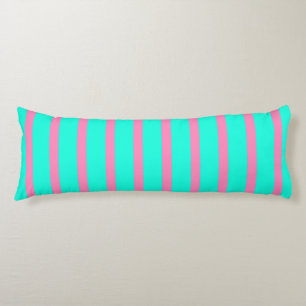 Pastel Turquoise Blue-green And Pink Stripes Body Cushion
