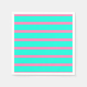 Pastel Turquoise Blue-green And Pink Stripes Napkin