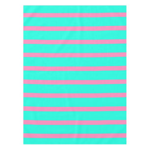 Pastel Turquoise Blue-green And Pink Stripes Tablecloth
