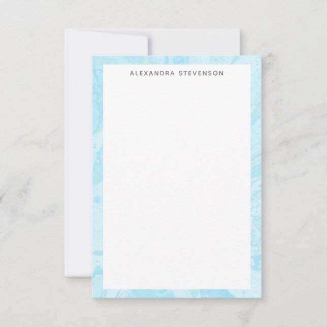 Pastel Turquoise Blue Marble Art Personalised Card (Front)