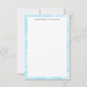 Pastel Turquoise Blue Marble Art Personalised Card