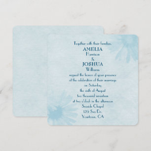 pastel turquoise daisy wedding invitation