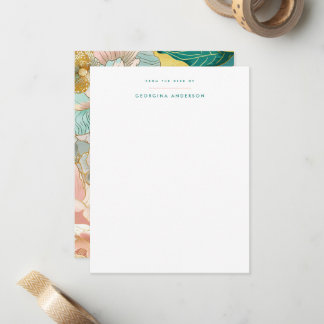 Pastel Turquoise Floral Personal Stationery Card