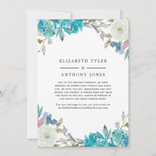Pastel Turquoise Floral Reduced Guest List Announcement
