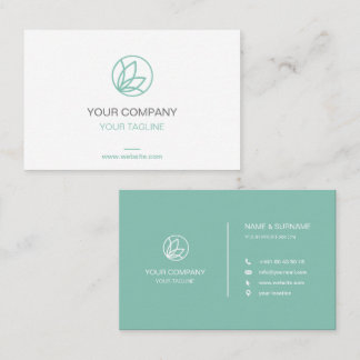 Pastel turquoise lotus business card